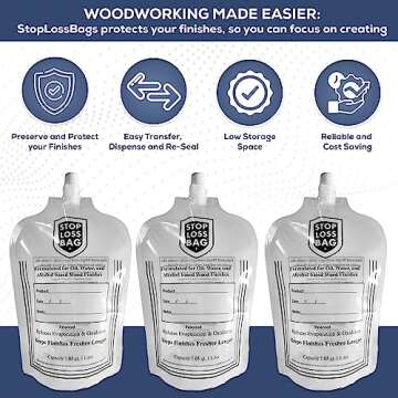 4 StopLossBags Pack - Transfer, Dispense, Mix, Preserve with Ease - Perfect for Woodworking Enthusiasts and Professionals. Specially Formulated For Fine Finishes - Wood Stains, Varnishes, Paints