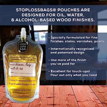 4 StopLossBags Pack - Transfer, Dispense, Mix, Preserve with Ease - Perfect for Woodworking Enthusiasts and Professionals. Specially Formulated For Fine Finishes - Wood Stains, Varnishes, Paints