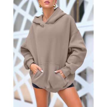 AUTOMET Oversized Sweatshirt for Women Fall Outfits 2025 Fleece Casual Hoodies Sweaters Long Sleeve Fashion Shirts with Pockets CoffeeGrey S