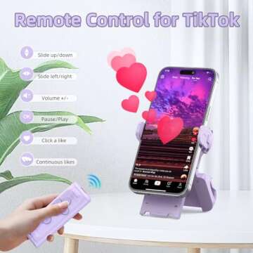 MILOUZ Remote Control Scrolling for TikTok, Kindle, & Camera - Purple