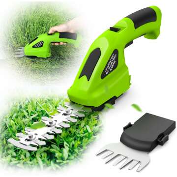 2-in-1 Cordless Electric Hedge Trimmer & Grass Shear - 7.2V Battery Powered Tool