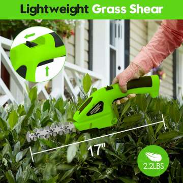 Cordless 2-in-1 Hedge Trimmer & Grass Shear Tool