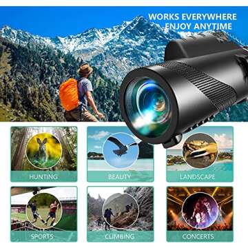 80x100 Monocular-Telescope High Powered for Smartphone Monoculars for Adults High Definition Monocular Telescope for Stargazing Hunting Wildlife Bird Watching Travel Camping Hiking