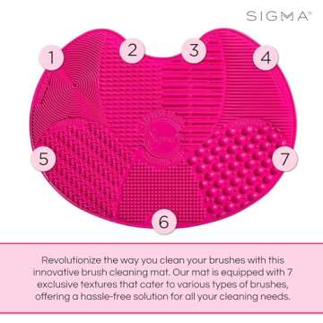 Sigma Beauty Makeup Brush Cleaner Mat – Sigma Spa Express Silicone Makeup Brush Cleaning Mat with Suction Cups for Cleaning Makeup Brushes, Compact Design Fit for Any Travel Makeup Kit (Pink)