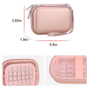 Canboc Hard Case for UnionSine 250GB 320GB 500GB 750GB 1TB 2TB Ultra Slim Portable External Hard Drive HDD, Zipper Mesh Bag fit Flash Drives, USB Cable, SD Card, Rose Gold