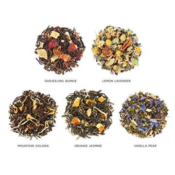 Tea Forte Single Steeps Loose Leaf Lotus Tea Sampler, Assorted Variety Tea Box, Serve Pouches,15 Count (Pack of 1)