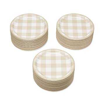 American Greetings 36-Count 7 in. Paper Dessert Plates, Plaid Thanksgiving Party Supplies