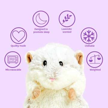 warmies Microwavable & Weighted Stuffed Animals, Hamster - Heated Stuffed Animal Plushie for Warmth & Comfort - Cute Soft Plush Toys for Adults & Children (Boys, Girls, Babies & Toddlers)