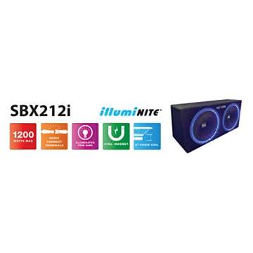 Dual Electronics SBX212i 12-inch illumiNITE High Performance Studio Enclosed Subwoofers with 1,200 Watts of Peak Power & 41-Ounce Magnets