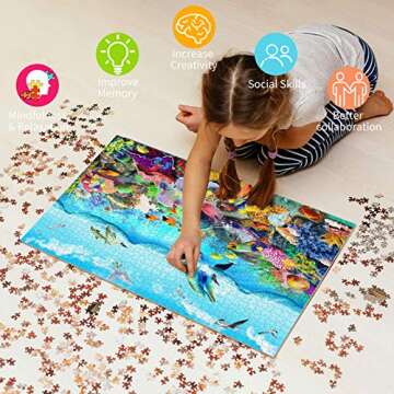 HUADADA 1000 Piece Puzzles for Adults, Undersea World Jigsaw Puzzles 1000 Pieces for Adults and Kids Cool Ocean Scene Jigsaw Puzzle (27.56" x 19.67")