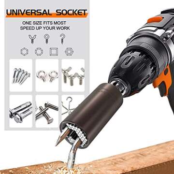 Stocking Stuffers Super Universal Socket - Tools Gifts for Men Women Grip Socket with Power Drill Adapter Unscrew Any bolt Cool Gadgets for Men Car Guy Gift Ideas for Adults Dad Stuff Christmas Gifts