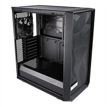 Fractal Design Meshify C - Compact Mid Tower Computer Case - Open ATX Layout- High Performance Airflow/Cooling - 2x Fans included - PSU Shroud - Modular interior - Water-cooling ready - USB3.0 - Black