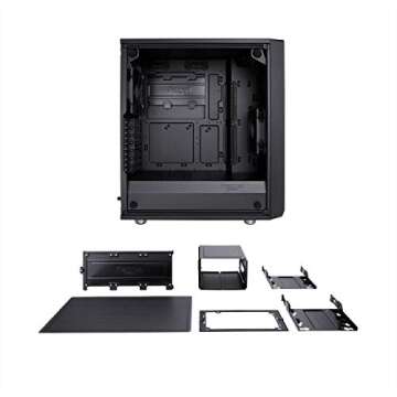 Fractal Design Meshify C - Compact Mid Tower Computer Case - Open ATX Layout- High Performance Airflow/Cooling - 2x Fans included - PSU Shroud - Modular interior - Water-cooling ready - USB3.0 - Black