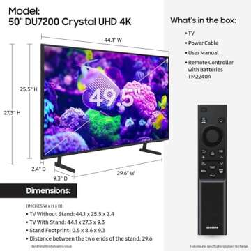 Immerse in 4K: SAMSUNG 50-Inch Crystal UHD Smart TV, 2024