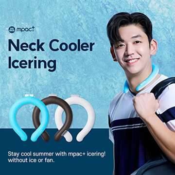 mpac+ Neck Cooler Icering | Cooling Neck Wraps, Neck Cooling Tube - Personal Air Conditioner with Gel Ice Pack for Outdoor Activities, Hot Weather Relief, Summer, Freeze Below 64°F (Basic, White)