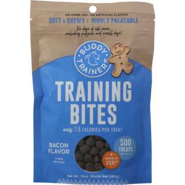 Buddy Biscuits Trainers 10 oz. Pouch of Training Bites Soft & Chewy Dog Treats Made with Bacon Flavor