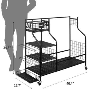 Yes4All Golf Storage Garage Organizer, Golf Bag Storage Stand and Other Golfing Equipment Rack, Extra Storage Rack for Golf Clubs,Black