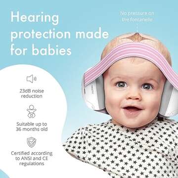 Alpine Muffy Baby Ear Protection for Babies and Toddlers up to 36 Months - CE & ANSI Certified - Noise Reduction Earmuffs - Comfortable Baby Headphones Against Hearing Damage & Improves Sleep - Pink