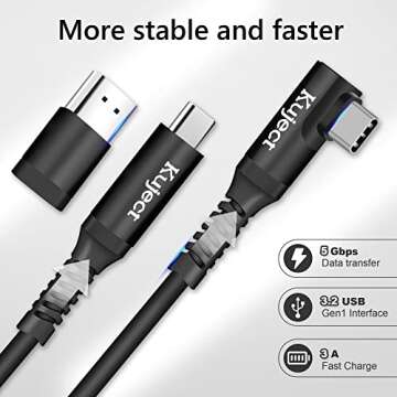 Kuject Link Cable 16FT Compatible for Quest 3S/3, Quest 2/Pro, Pico 4, VR Headset Accessories Cable for Rift S/Steam VR Games, USB 3.0 Type C to C High Speed Data Transfer Charging Cord for Gaming PC