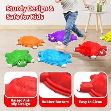 OCHIDO Stepping Stones for Kids Gifts 3 4 5 6 7+ Year Old,6 Pcs Turtle Balance Stepping Stones Coordination Skills Obstacle Courses Sensory Toys for Toddlers Ages 3 4 5,Outdoor/Indoor Play Kids Gift