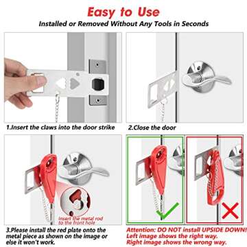 AceMining Portable Door Lock Home Security Door Lock Travel Lockdown Locks for Additional Safety and Privacy Perfect for Traveling Hotel Home Apartment College