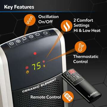 Lasko 5586 Digital Ceramic Heater with Thermostat