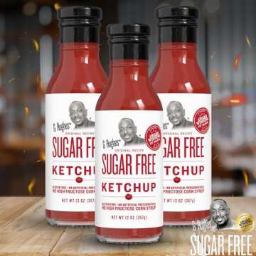 G Hughes Sugar Free Ketchup - Gluten Free, Preservation Free, Low Carb Ketchup, No Sugar Added Condiments - 13 Oz (3-Pack)