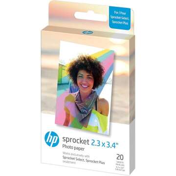 HP Sprocket Select Portable Instant Color Photo Printer for Android and iOS Devices (Eclipse) Zink Paper Bundle