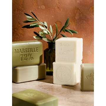 Pre de Provence Marseille Olive Oil Soap Cube, Traditional French Clean Scent Multi-Purpose use on Hands, Body, Laundry or Dishes, Natural, 300 Gram