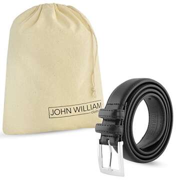 John William Leather Belts For Men - Mens Brown & Black Belt - Dress Casual Men's Belt in Gift Bag