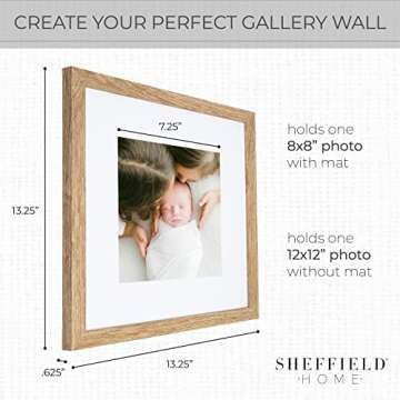 Sheffield Home 9 Piece Gallery Wall Frame Set, 12x12 in. Matted to 8x8 in. (Light Natural)