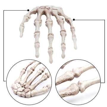 URATOT 12 Pieces Halloween Skeleton Hands Plastic Fake Human Hands Realistic Skeleton Hands Life Size for Bone Zombie Party Terror Scary Props Halloween Decorations