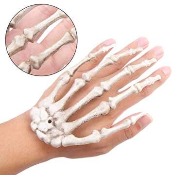 URATOT 12 Pieces Halloween Skeleton Hands Plastic Fake Human Hands Realistic Skeleton Hands Life Size for Bone Zombie Party Terror Scary Props Halloween Decorations