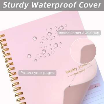 Spiral-Bound Pink Weekly Goals Notebook - Undated