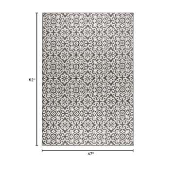 Nicole Miller New York Patio Country Danica Transitional Geometric Indoor/Outdoor Area Rug, Black/Grey, 3'11"x5'2"