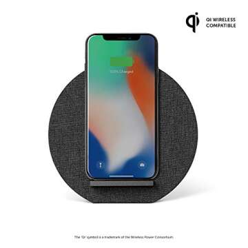 Native Union Dock Wireless Charger Stand - High Speed [Qi Certified] 10W Versatile Fast Wireless Charging Stand - Compatible with iPhone 11/11 Pro/11 Pro Max (Slate)