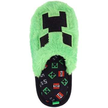 Minecraft Youth Unisex Slipper in Creeper Green