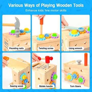 Wooden Tool Set for Kids 2 3 4 5 Year Old, 29Pcs Educational STEM Toys Toddler Montessori Toys for 2 Year Old Construction Preschool Learning Activities Gifts for Boys Girls Age 2-4 1-3