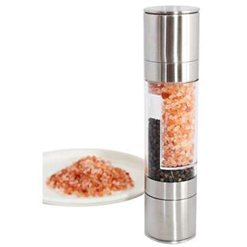 Lifestyle Dynamics The Original SpiceCrafts Salt and Pepper Grinder Set, Stainless Steel with Recipe eBook & Guide, Pure Ceramic Grinders, Dual Mill