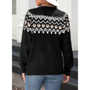 Dokotoo Womens Cardigan Casual Long Sleeve Sweaters for Women 2024 Fashion Fall Fair Isle Button Down Chunky Knit Cardigans Winter Warm Open Front Sweater Coats Black X-Large