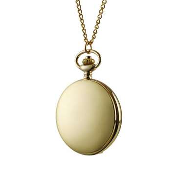 I-MART Gold Smooth Vintage Pocket Watch with Chain