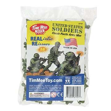 TimMee Plastic Army Men - OD Green 48pc Toy Soldier Figures - Made in USA