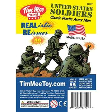 TimMee Plastic Army Men - OD Green 48pc Toy Soldier Figures - Made in USA