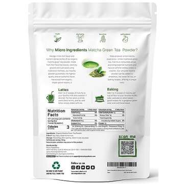 Micro Ingredients Organic Matcha Green Tea Powder, 1lb | Premium First Harvest Japanese for Daily Beverage | 100% Pure Culinary Grade | No Sugar, Eco-Friendly Recyclable Bags