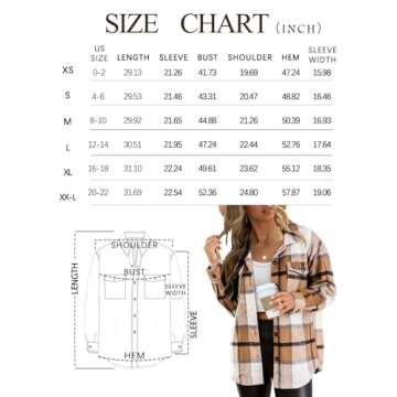 AUTOMET Womens Fall Outfits Fashion Clothes Shackets Flannel Plaid Button Down Long Sleeve Shirts Jackets 2024 Apricot XS