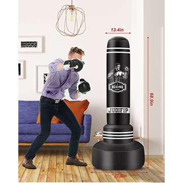 Freestanding Punching Bags for Adults 69" Freestanding Heavy Boxing Bag for Adult Men Standing Boxing Bag Inflatable Kickboxing Bag for Home Office Gym （with Gift Box）