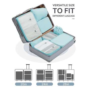 DIMJ Packing Cubes for Travel - Luggage Organizer Bags 8 Pcs Packing Cubes for Suitcases Lightweight Suitcase Organizer Bags set with Makeup Bag for Travel Accessories (Blue)