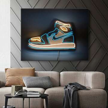 Neon Basketball Sneakers Canvas Art Print 16x20"