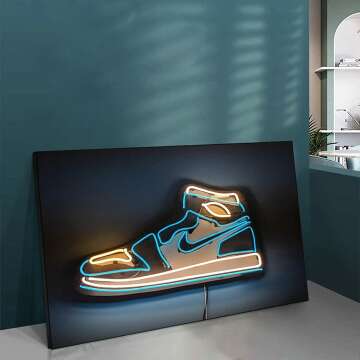 Neon Basketball Sneakers Canvas Art Print 16x20"