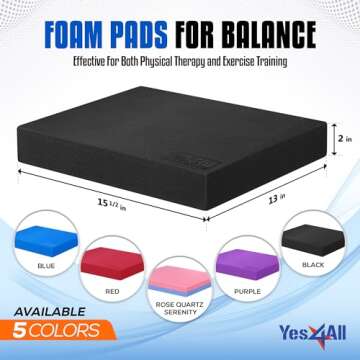 Yes4All Sports Outdoors gt Fitness Exercise Fitness Balance Trainers Boards Balance pad, A. Black, Large US